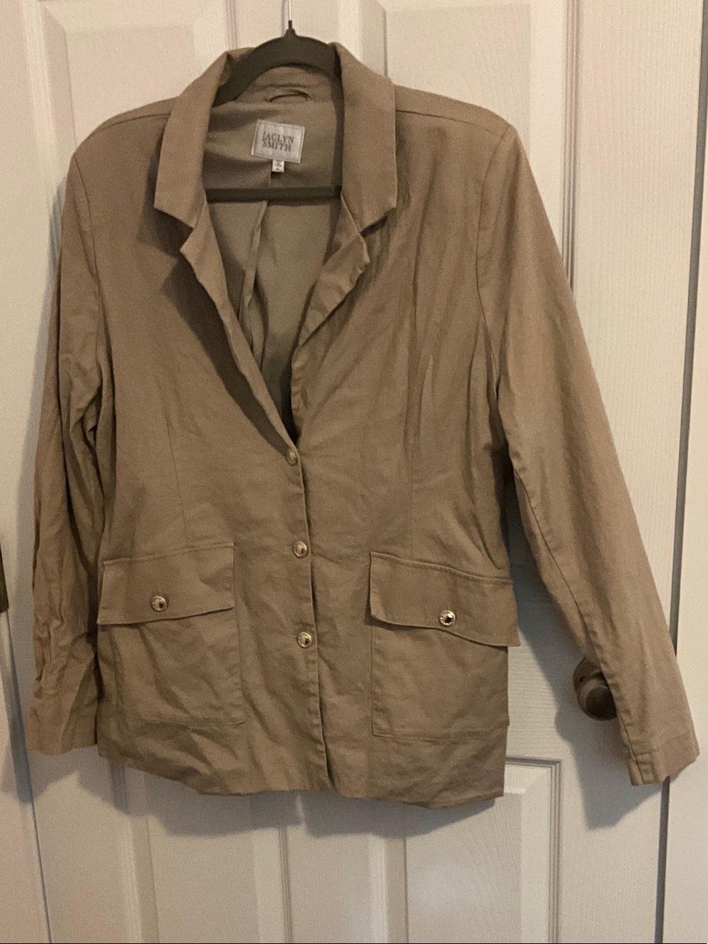 Jaclyn Smith Beige Button-Front Blazer Jacket